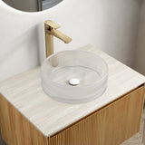 SONNY 14'' Bathroom Round Crystal Glass Sink without Faucet, Transparent W2615P318240