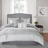 7 Piece Comforter Set Grey Queen B03596855