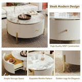 Modern Round Coffee Table with 2 large Drawers Storage Accent Table WF311606AAK