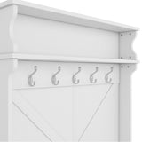 Hall Tree with Storage Bench, Entryway Bench with Drawer and 5 Hooks, Coat Rack with Display Shelf 64739294