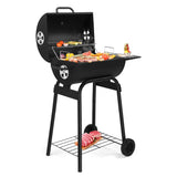 ZNTS Charcoal Grills Outdoor BBQ Grill, Barrel Charcoal Grill with Side Table and Wheels, for Outdoor 49876379