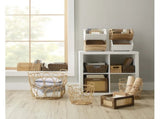 2-Piece Set Natural Wood Stacking Open Front Decorative Storage Bins, 11 in x 16.5 in x 10 in 27958653