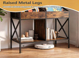 2-Tier Vinyl Record Storage Rack, Industrial Wood & Metal Record Display Stand with Anti-Tipping 67222313