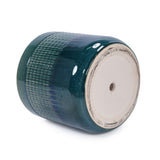 Handmade Green Glazed Ceramic Planter Set of 3, 10" 8" 6" Diameter, Square Grid Pattern, for W3273P322259