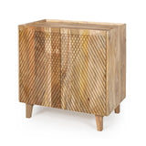 TREXM Wood Accent Cabinet with Storage, Rustic Mango Wood Storage Cabinet with Fluted Design and N715P224944N