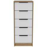 Kaia 5 Drawer Dresser, Vertical Dresser -White / Pine B20092064