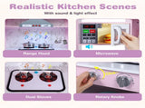 Interactive Kids Play Kitchen with Ice Maker & Chalkboard, Corner Design Pretend Cooking Set with 58335209