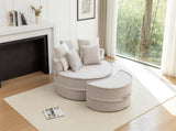 Oversized Round Accent Barrel Chair 5 Pillows Soft Velvet Upholstered Armchair Lazy Lounge Sofa W1170P283149