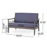 Patio Loveseat and Coffee Table Set, Patio Furniture Set with Cushion, Acacia Wood Frame 68628.00GDGRY