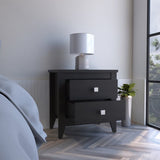 Amara Nightstand , End Table, Side Table Two Shelves, Four Legs -Black B07091819
