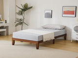 Twin Basic Bed Frame Pine Wood Painted Surface Bed Single Bed 74.41*37.99*12in Coffee 47910784