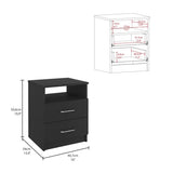 Napoles Nightstand , End Table, Side Table Superior Top, Two Drawers, One Shelf -Black B07091967