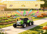 12V Green Toddler Electric Ride-On Tractor 25W Dual Drive Motors, with Hauling Trailer, Parental 57306994
