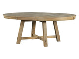 Farmhouse Round Extendable Dining Table with 16" Leaf Wood Kitchen Table 08336730