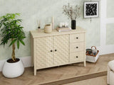 Modern 2 Door 3 Drawer Storage Cabinet,Buffet Cabinet with 2 Embossed Door for Living Room, Kitchen, W688P223053