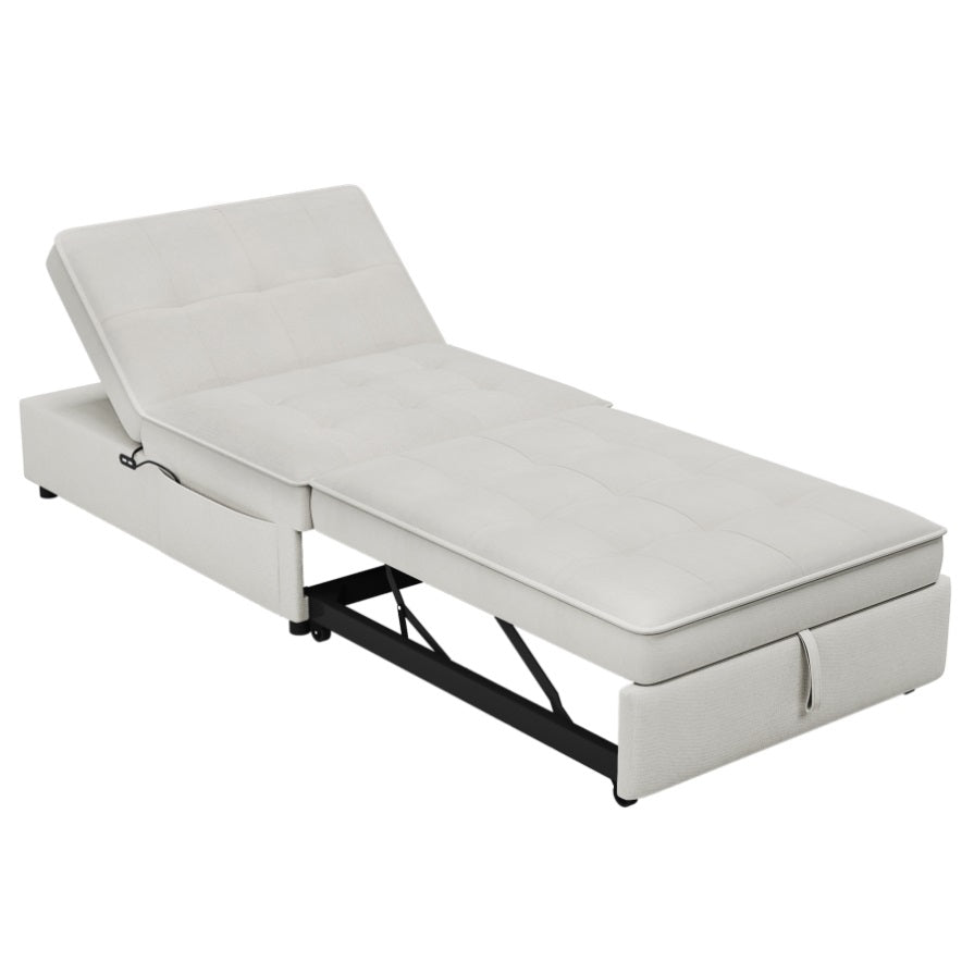 ZNTS 4-in-1 Sofa Bed, Chair Bed, Multi-Function Folding Ottoman Bed with  Storage Pocket and USB Port for WF309305AAB