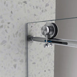 5476 Brushed frameless one fixed and one shifted Shower Door, 70MM 304 stainless steel large pulleys W2517P280926