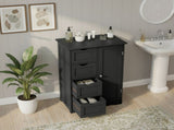 Black MDF with melamine veneer, 56*30*80cm, 4 drawers, 1 door, bathroom vanity 56634928