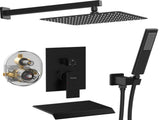 Male NPT Matte Black Shower System, 12 Inch Shower Fixtures Rain Shower Head with Handheld Shower 23535183