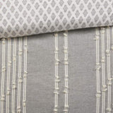 3 Piece Cotton Jacquard Comforter Set Gray Full/Queen B03596432