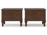 Farmhouse Nightstand with 2 Drawer, Traditional Wood Bedside Table, Wood Storage End Table with 4 W5819P523846