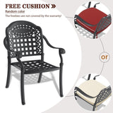 Cast Aluminum Patio Dining Chair 2PCS With Black Frame and Cushions In Random Colors W1710P166004