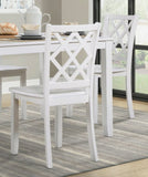 Classic Transitional 5pc Dining Set White Finish Dining Table and Four Side Chairs Set Lattice-Back B011P144224