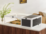 39.5Wood Tortoise House Indoor Turtle Habitat Reptile Cage for Small Animals Lizards, Geckos, with 46055856