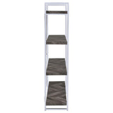 Rustic Grey Herringbone Bookcase with Full-Length Shelf B062P153825