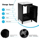 20.3" Bathroom Vanity with Sink, Functional Drawer, Door Shelf, Soft-closing Door, Black N759P218643B