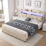 Storage Headboard ,QUEEN Size with RF LED Lights W2239P203011