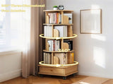 5 Tier Rotating Bookshelf, 360&deg Display Round Spinning Bookshelf with Wheels,-Saving, Small 82303381