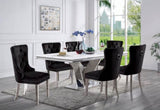 ZNTS Contemporary Black Color Flannelette 2pcs Side Chairs Button-Tufted Upholstered Dining Chairs B011P208974