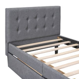 Twin Size Upholstered Platform Bed with 2 Drawers, Gray WF298240AAE