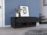 Willamette Rectangle 2-Shelf 2-Drawer Storage Bench Black Wengue B06280462