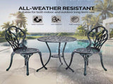 3 PCS Outdoor Set, All-Weather Cast Aluminum Tulip Table and Chairs Set of 2, Patio 50860135