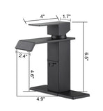 Waterfall Spout Bathroom Faucet,Single Handle Bathroom Vanity Sink Faucet TH1008MB