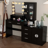 Large Makeup Vanity with Lights, Vanity Table with Charging Station, Vanity Desk with Mirror and 10 34862814