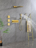 Wall Mounted Waterfall Rain Shower System With 3 Body Sprays & Handheld Shower W92858570