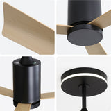 52 Inch Modern Flush Mount Ceiling Fan with led light and Remote Control, 3 ABS Blades Noiseless W882P195911
