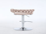 Set of 2 Bar Stools,with Chrome Footrest and Base Swivel Height Adjustable Mechanical Lifting Velvet W1249P247740