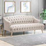 Comfy 3-seat Sofa with Wooden Legs, PU, for Living Room and Study 65124.00BGE