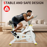 Indoor Exercise Bike Cycling Bike with Comfortable Seat Cushion YellowWhite 22187335