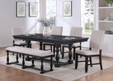 1pc Transitional Relaxed Vintage Style Charcoal Black Finish Standard Height Dining Chair Fabric B011P145135