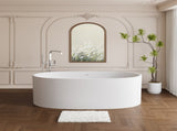 65" Freestanding Solid Surface Bathtub, Stone Resin Freestanding Bath Tub with Overflow and Pop-up W1573P180444