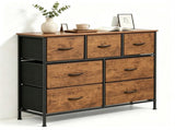 7-Drawer Fabric Dresser Storage Tower, Wide Chest Organizer with 2-Size Drawers, Sturdy Metal Frame 65531605