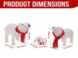 Set of 3 Lighted Polar Bear Family Christmas Decorations, Pre-lit Holiday Decor with 190 Warm White 14959507