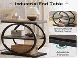 Industrial Narrow End Table with 3 Shelves - 23.6" Space-Saving Side Table, Grey Wood & Black Metal B082P356340