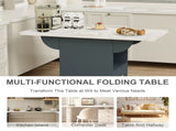 39.4" Wood Folding Dining with 4 Wheels, Wood Folding End with Wheels, Folding Dining 18512493