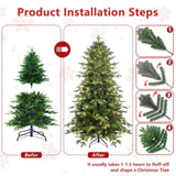 Artificial 4ft Green Christmas Tree with 1071 PE/PVC Mixed Branch Tips, 150L warm white led, Steel 19373615